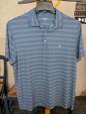 IZOD Golf Polo Blue Striped Shirt, Mns Sz L, NWOT!!!
